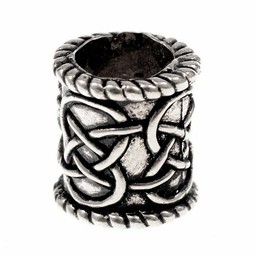 Beard bead with knot motif, silvered - Celtic Webmerchant