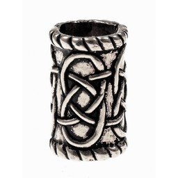 Cylindrical beard bead, silvered - Celtic Webmerchant