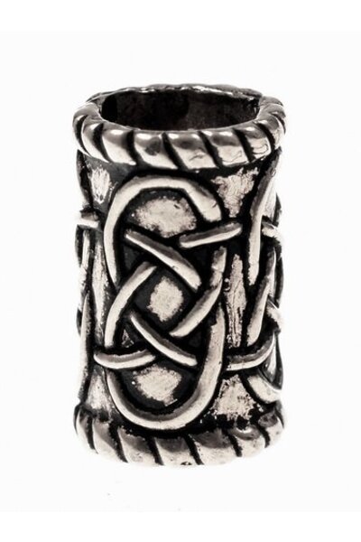Cylindrical beard bead, silvered - Celtic Webmerchant