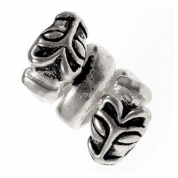 Barba perlas con cabezas de lobo, argentado - Celtic Webmerchant