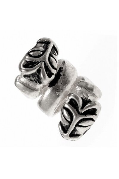 Barba perlas con cabezas de lobo, argentado - Celtic Webmerchant