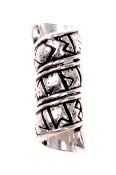 Germanic beard / hair bead with Rune inscription, silvered - Celtic Webmerchant