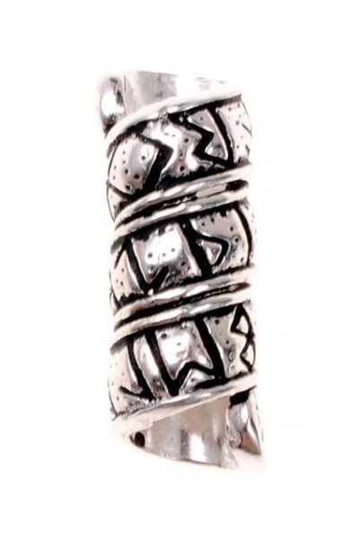 Germanischer Bart / Haarperle mit Rune Inschrift, versilberte - Celtic Webmerchant