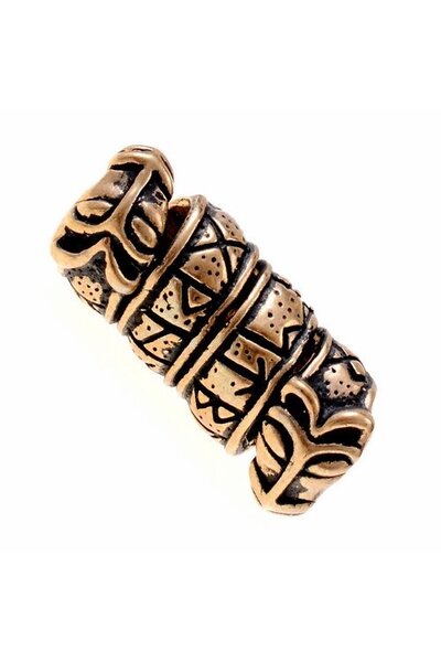 Barba Perle Con Rune e teste di lupo, bronzo - Celtic Webmerchant