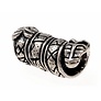 Beard bead with Runes and wolf heads, silvered