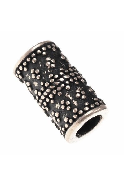 Zylindrische granuliert Viking Bartes bead, versilberter - Celtic Webmerchant