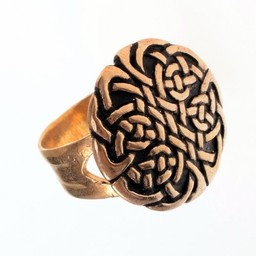Celtic ring med knude motiv, forsølvet bronze