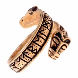 anneau barreau avec la tête de loup, bronze - Celtic Webmerchant