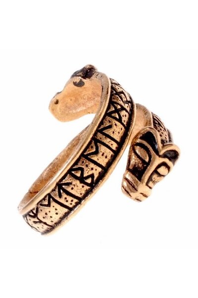 Rung ring with wolf heads, bronze - Celtic Webmerchant