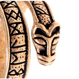 anillo de peldaño con cabezas de lobo, bronce - Celtic Webmerchant