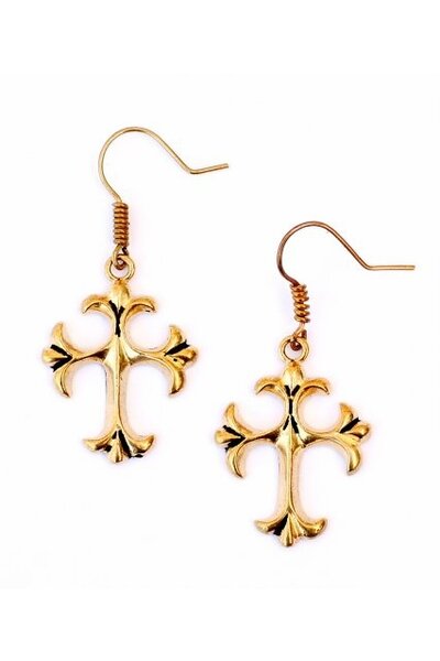 Oorbellen met Gotisch kruis, brons - Celtic Webmerchant