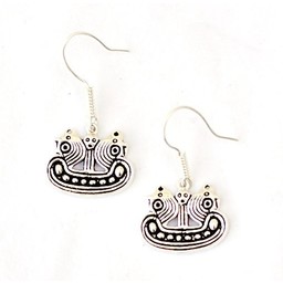 Earrings Bornholm Viking ship, silvered - Celtic Webmerchant