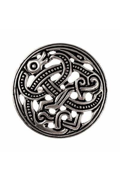 Viking disc fibula Jellinge style, silvered - Celtic Webmerchant