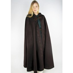 Embroidered cloak Damia with fibula, brown - Celtic Webmerchant