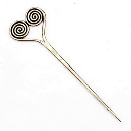Bronzezeit Hairpin mit Spiralen, versilbert - Celtic Webmerchant