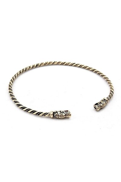 Vikingtorc met drakenkoppen, verzilverd - Celtic Webmerchant