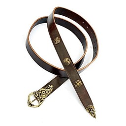 Ringerike luxe de ceinture Viking, brun, argenté - Celtic Webmerchant