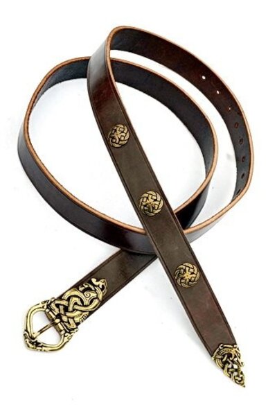 Ringe Viking bälte deluxe, brun, försilvrad - Celtic Webmerchant