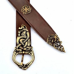 Ringerike Viking bælte deluxe, brun, forsølvede - Celtic Webmerchant