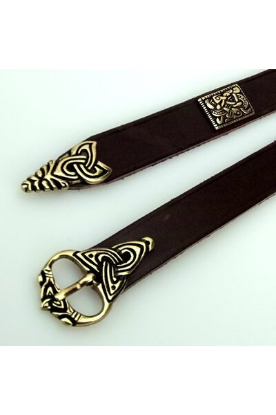 Viking Gürtel Borre Stil Deluxe, braun, versilbert - Celtic Webmerchant