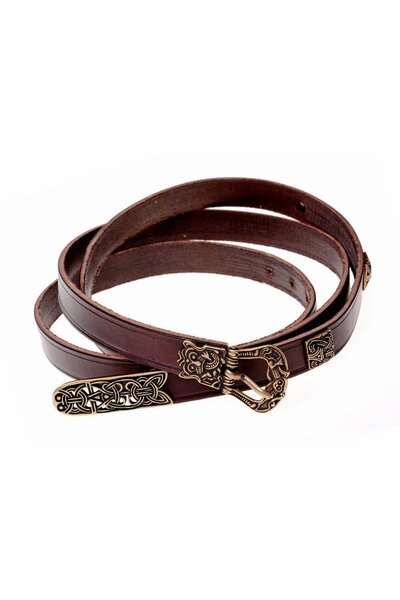 Birka belt deluxe, brown, silvered - Celtic Webmerchant