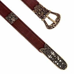 Birka bälte deluxe, brun, försilvrad - Celtic Webmerchant