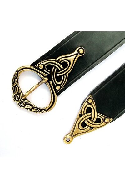 Borre Viking Gürtel, braun, versilberter - Celtic Webmerchant