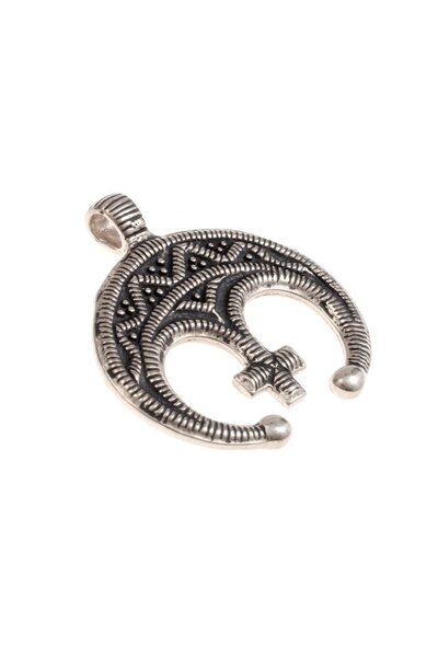 Lunula Amulett mit Kreuz, versilbert - Celtic Webmerchant