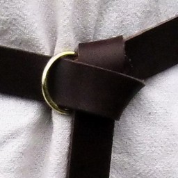 Leather belt with ring buckle, brown split leather - Celtic Webmerchant