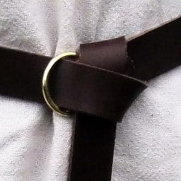 Leather belt with ring buckle, black split leather - Celtic Webmerchant