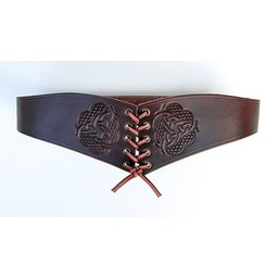 Corset belt Bertholdin A knot motif, brown leather - Celtic Webmerchant