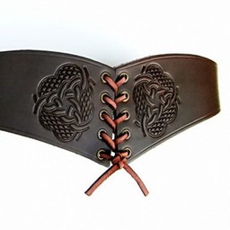 Ceinture Corset Bertholdin Un motif de noeud, cuir noir - Celtic Webmerchant