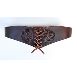 Ceinture Corset Bertholdin Un motif de noeud, cuir noir - Celtic Webmerchant