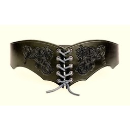 Ceinture Corset Bertholdin B avec motif Viking, en cuir noir - Celtic Webmerchant