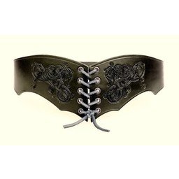 Corset belt Bertholdin B with Viking motif, brown leather - Celtic Webmerchant
