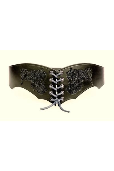 Ceinture Corset Bertholdin B avec motif Viking, en cuir marron - Celtic Webmerchant