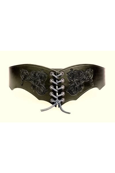 Corset belt Bertholdin B with Viking motif, brown leather - Celtic Webmerchant