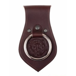 Leather weapon holder for belt Viking motif, brown - Celtic Webmerchant