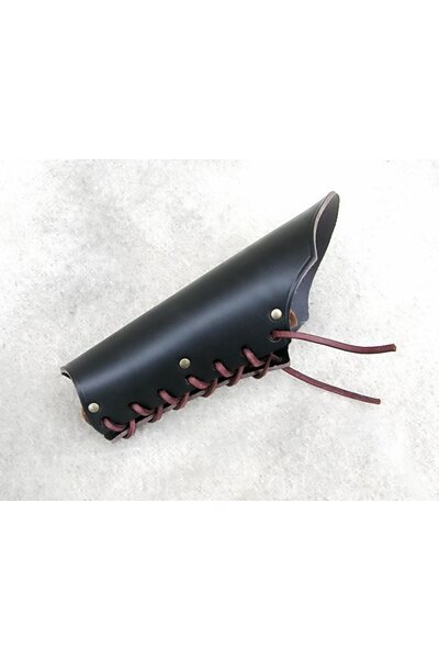 Leren onderarmbeschermer met Vikingmotief groot, zwart - Celtic Webmerchant