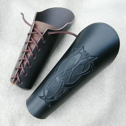 vambrace cuero con motivo de Viking, marrón grande - Celtic Webmerchant