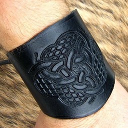 vambrace en cuir à motif celtique S, noir - Celtic Webmerchant