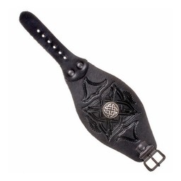 Keltische leren armband met gespen, zwart - Celtic Webmerchant