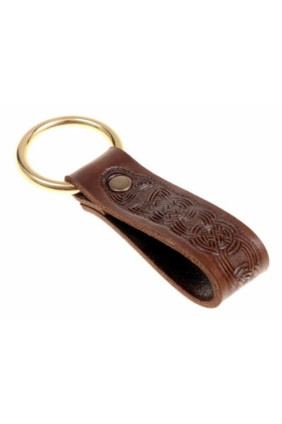 Supporto in pelle con anello celtica, marrone - Celtic Webmerchant