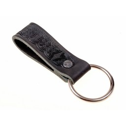 Keltische leren houder met ring, zwart - Celtic Webmerchant
