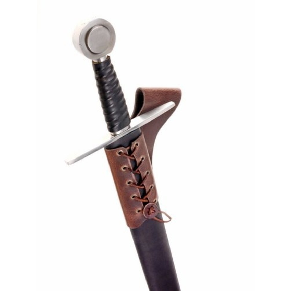 Leather sword holder with laces, brown - CelticWebMerchant.com