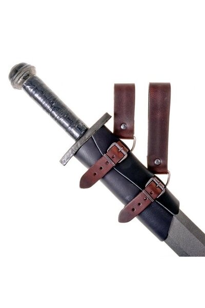 Luxe leren zwaardhouder, zwart-bruin - Celtic Webmerchant