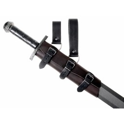 Luxurious leather sword holder, black, long - Celtic Webmerchant