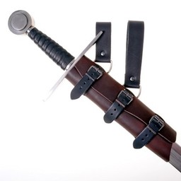 Luksuriøs læder sværd holder, sort-brun, lang - Celtic Webmerchant
