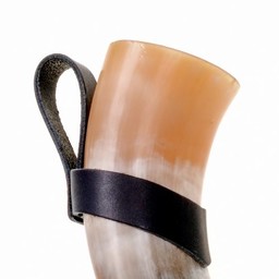 Læder drikkehorn holder 0,7 L, sort - Celtic Webmerchant