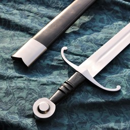 Średniowieczny miecz gotowy do walki ze skórzaną pochwą, hartowany - Celtic Webmerchant
